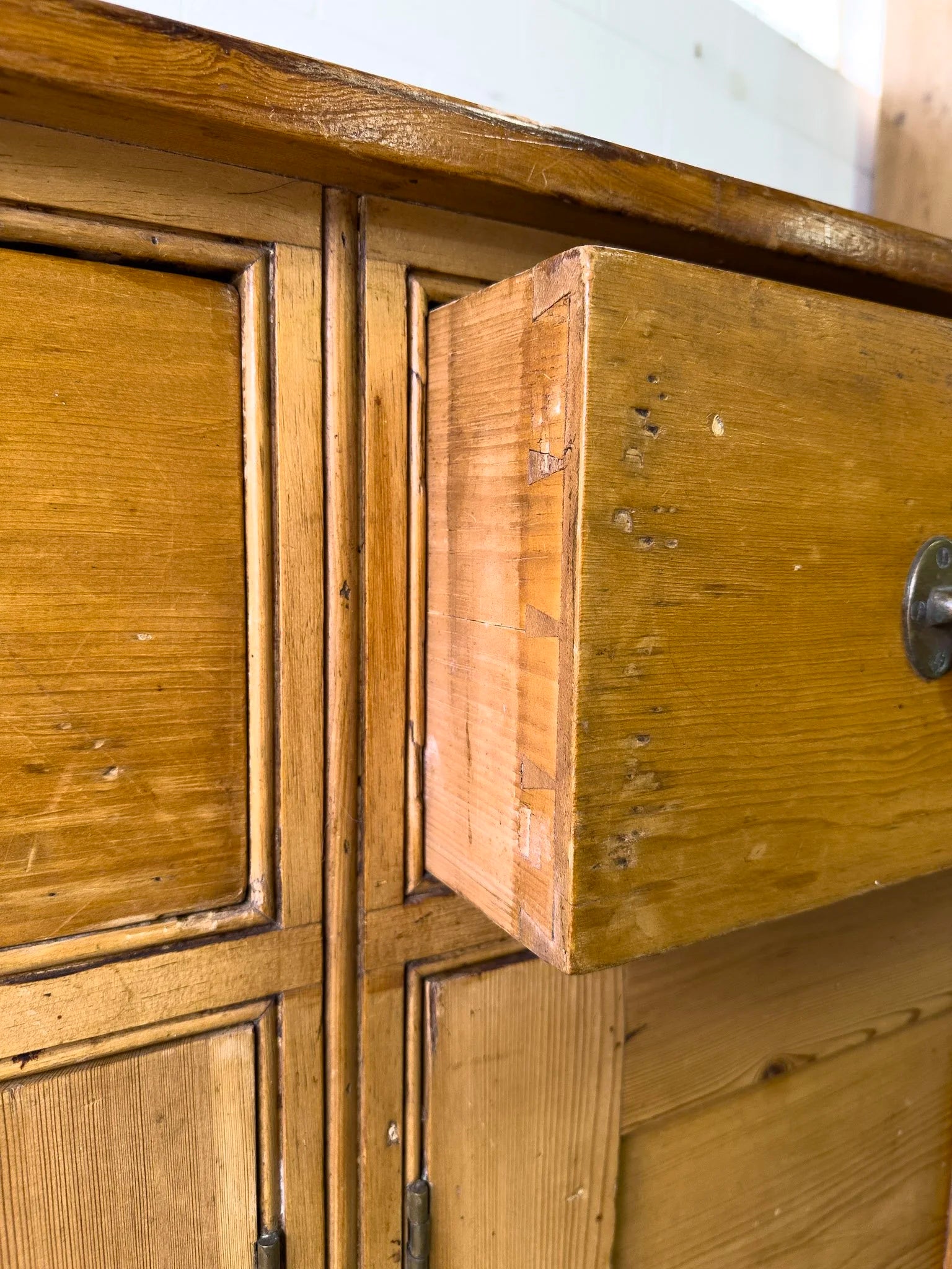 Large antique English pine sideboard