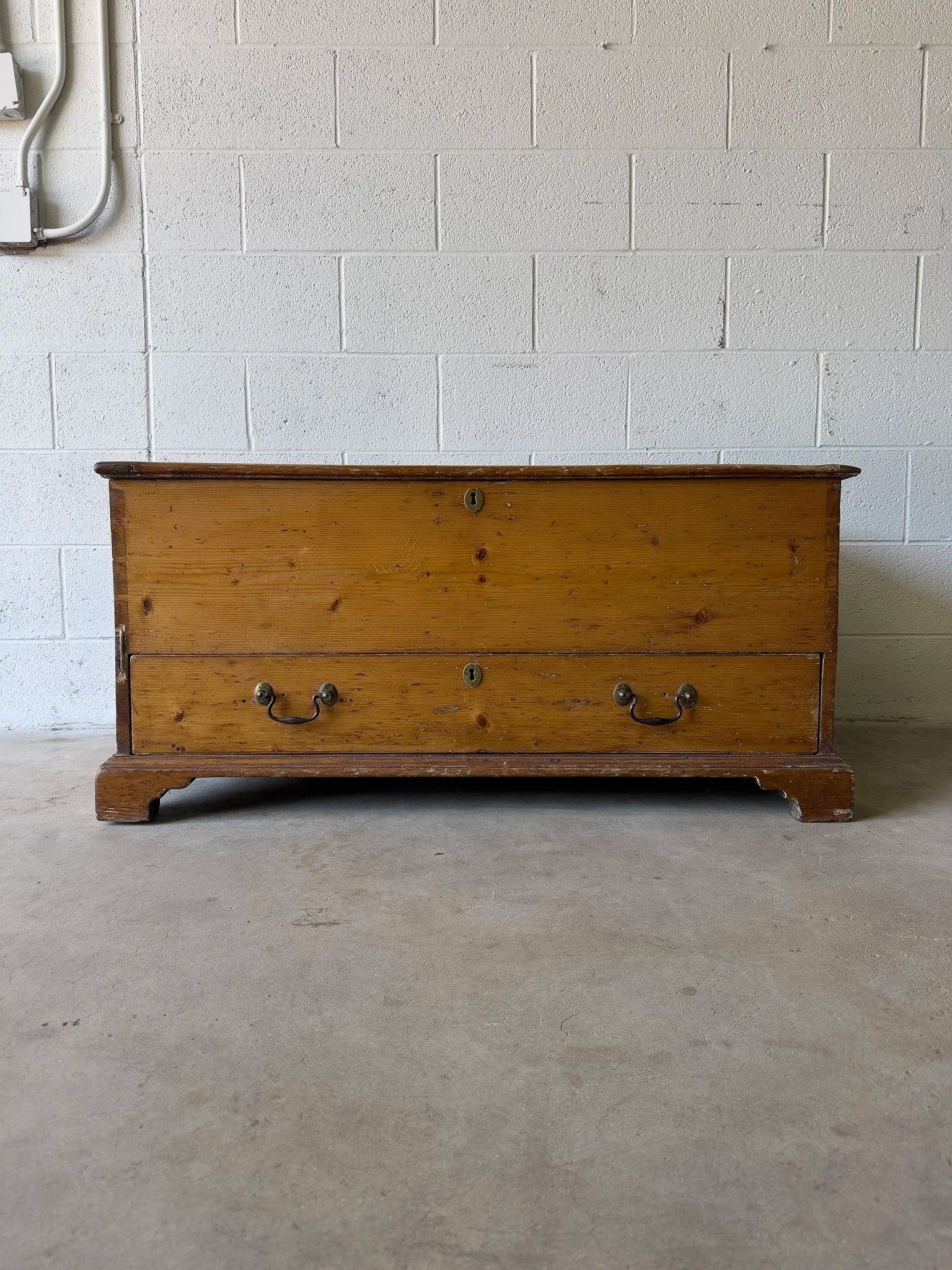 Warm English pine antique blanket box