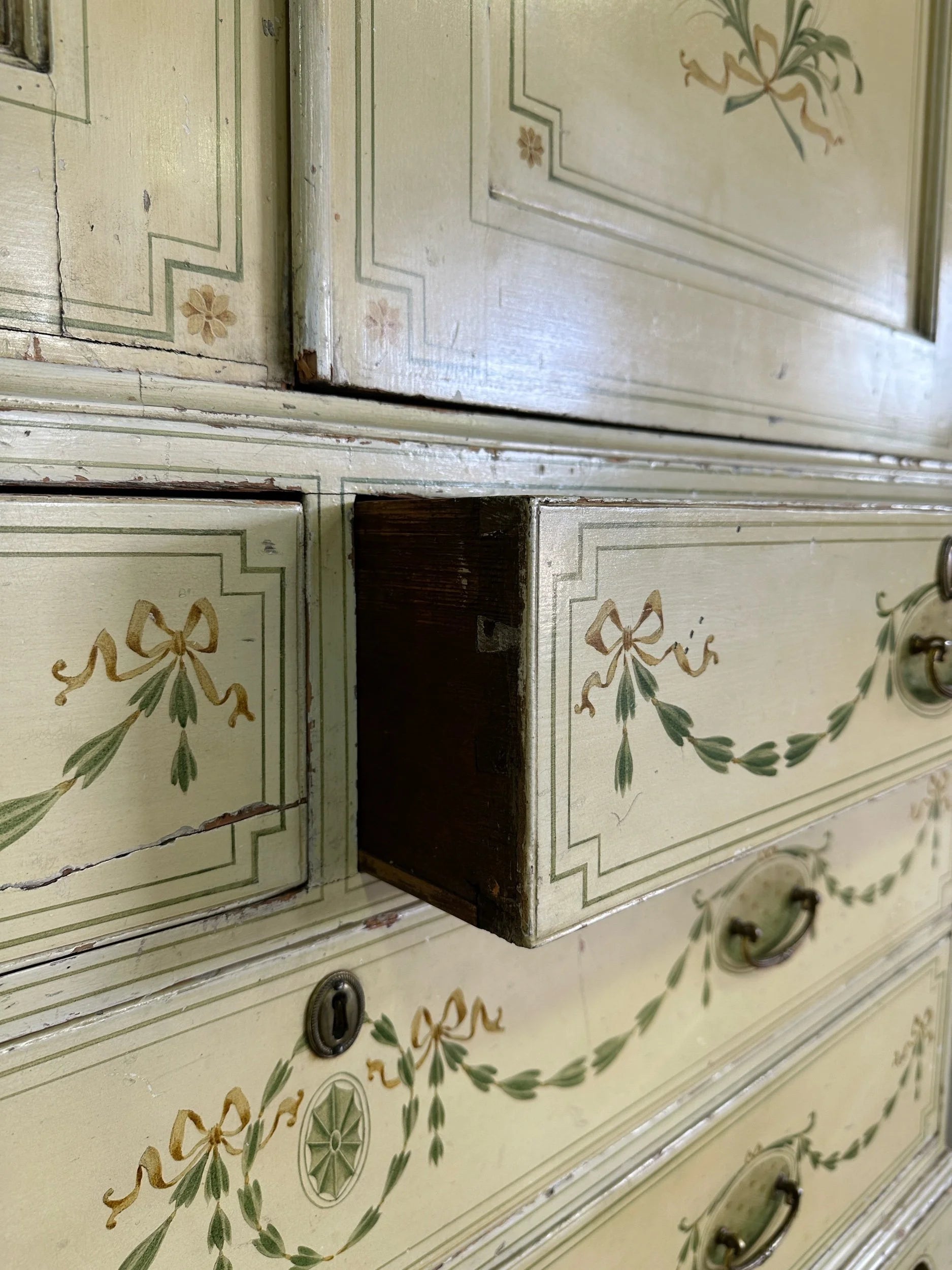 Painted antique pine linen press