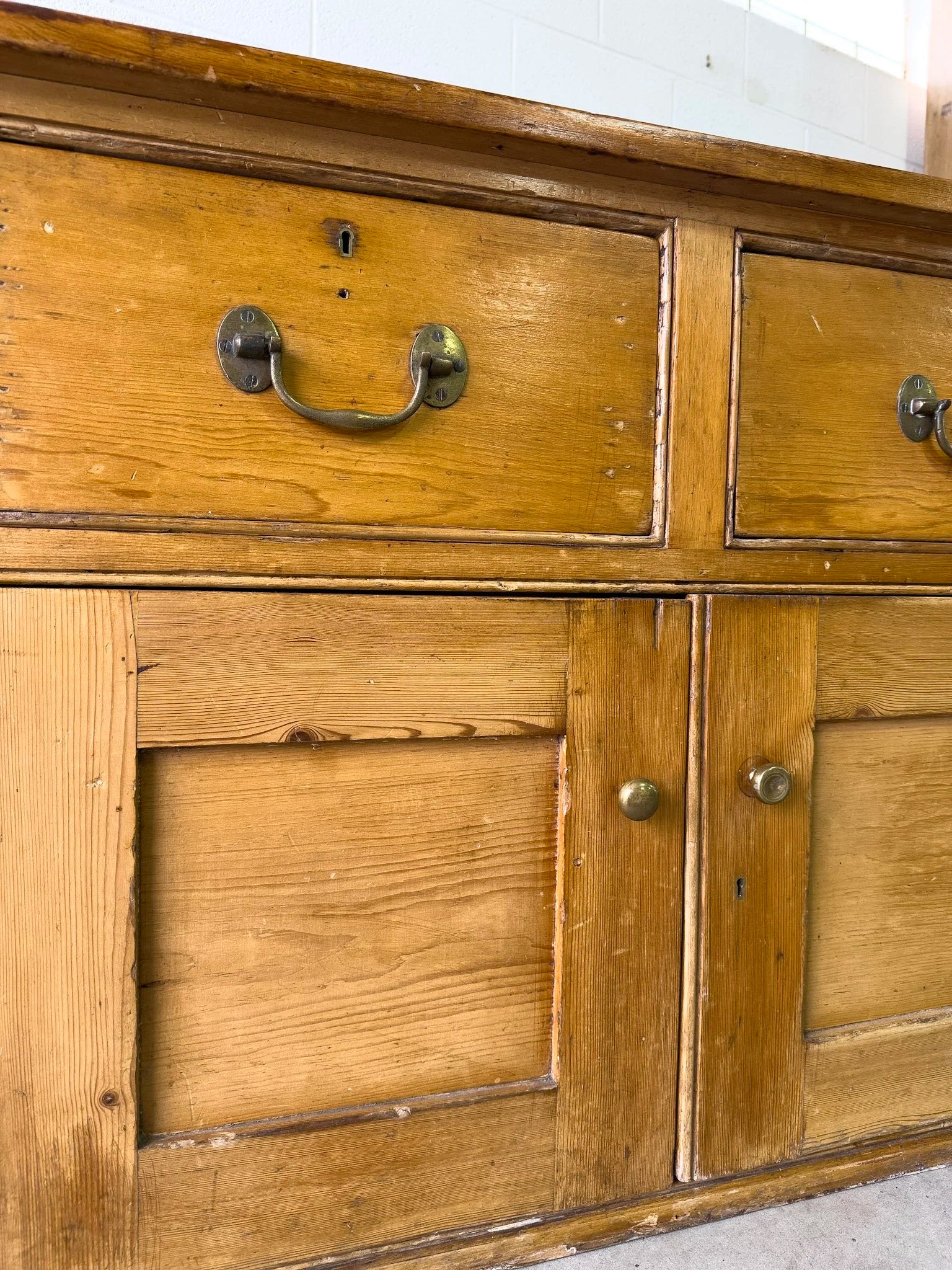 Large antique English pine sideboard