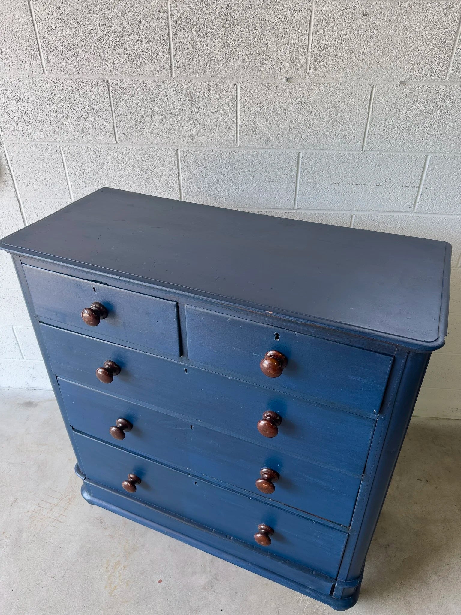 Painted blue antique pine drawers