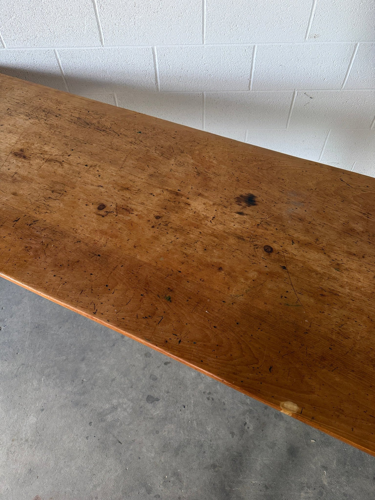 8’ antique pine dining table with detailed apron - House on Horizon