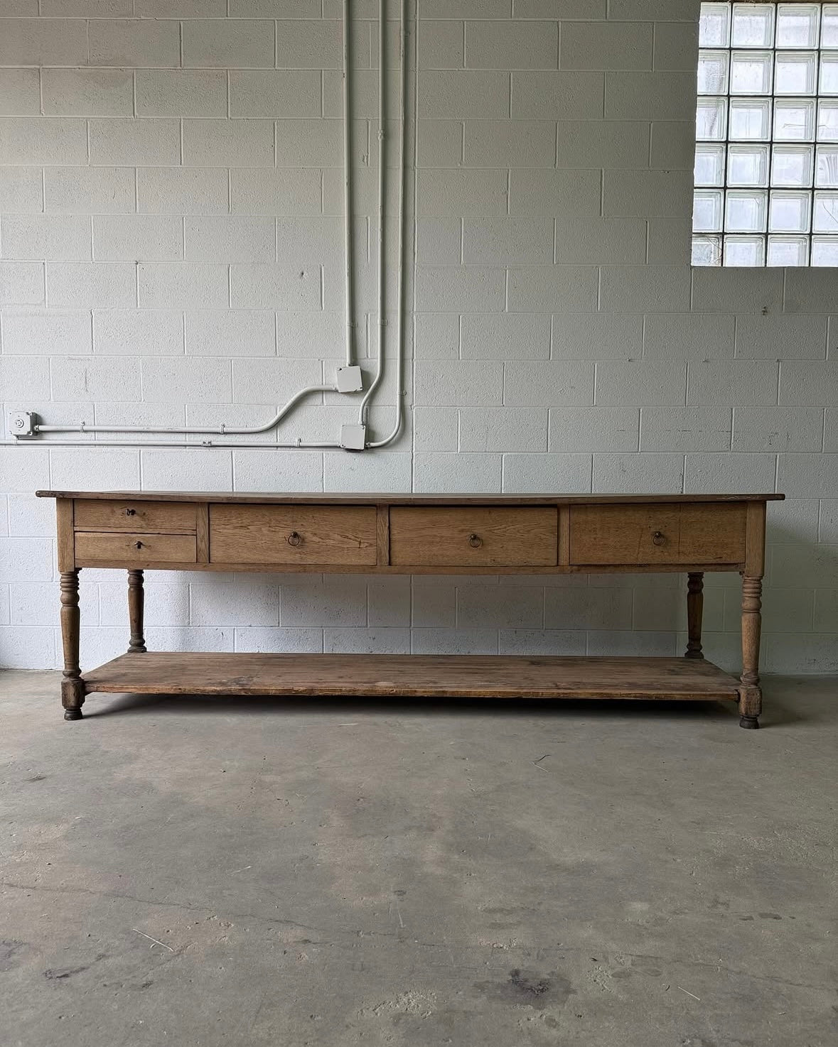 19th Century Flemish draper's table with lower shelf