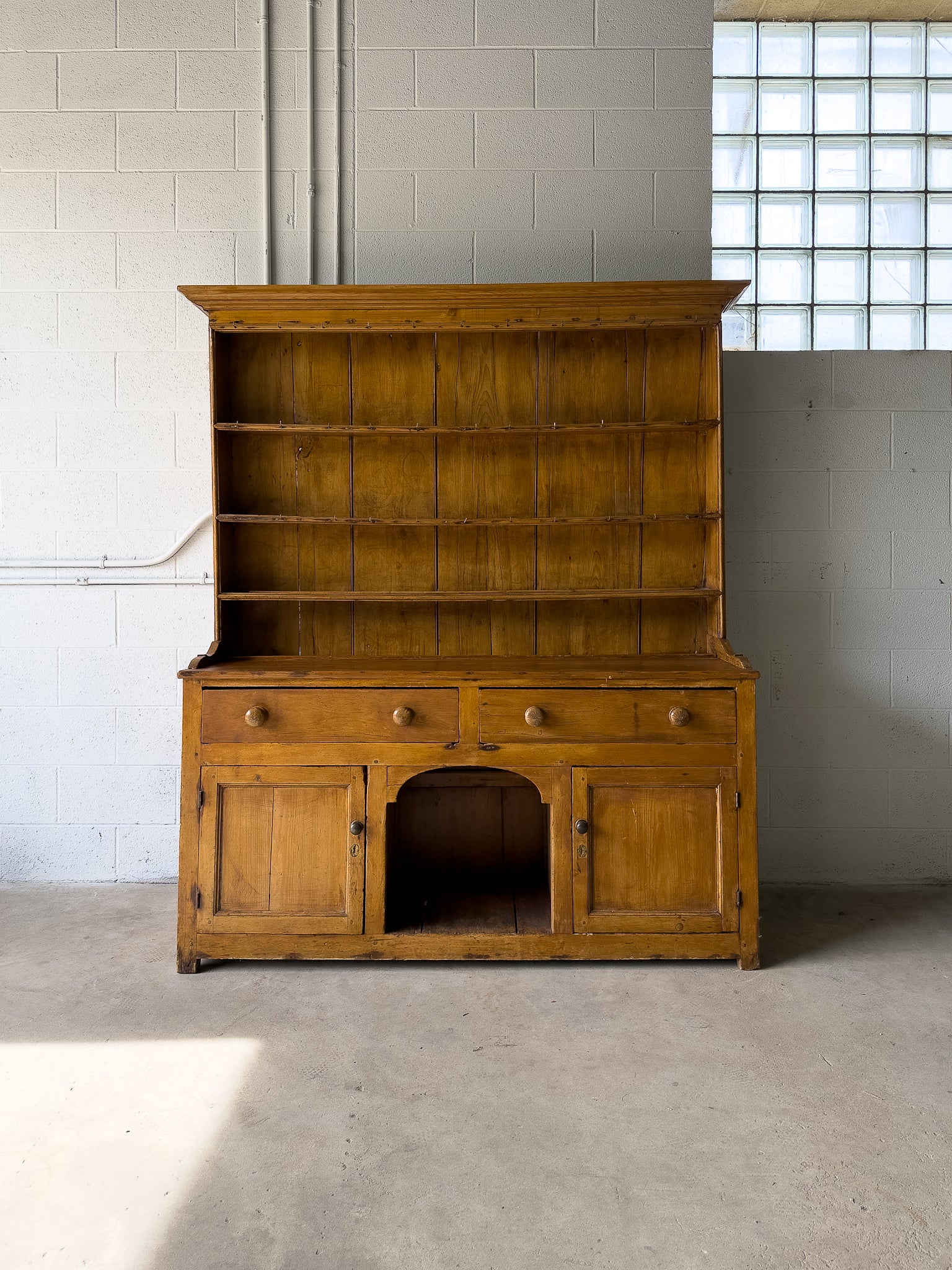 Warm Antique English Pine Kitchen Dresser