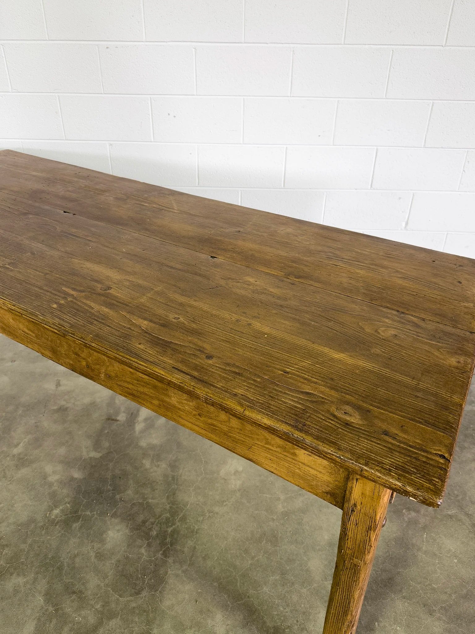 French Antique Farmhouse Table with Drawer