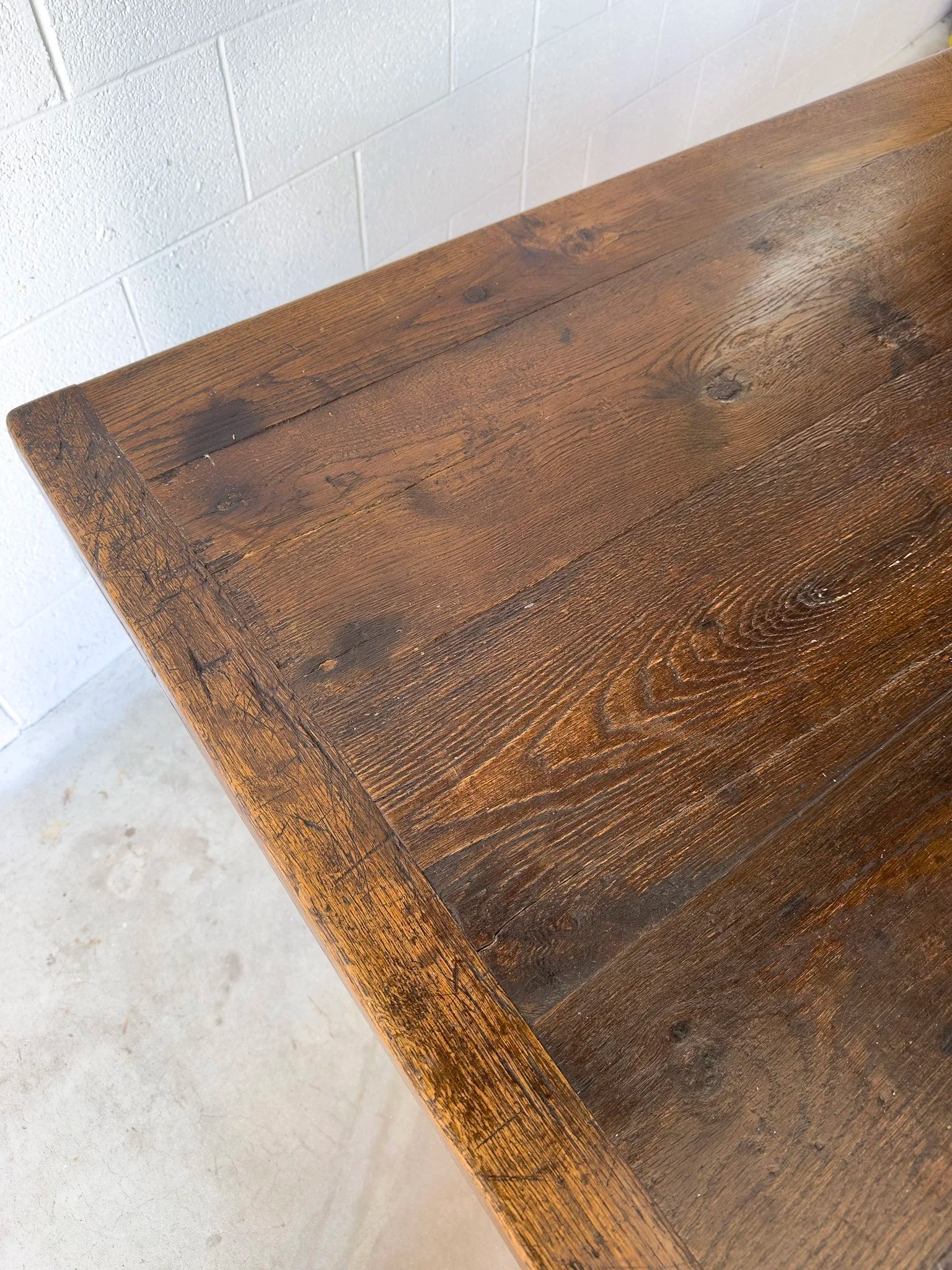 Antique Oak Dining Table with Slide-Out Board