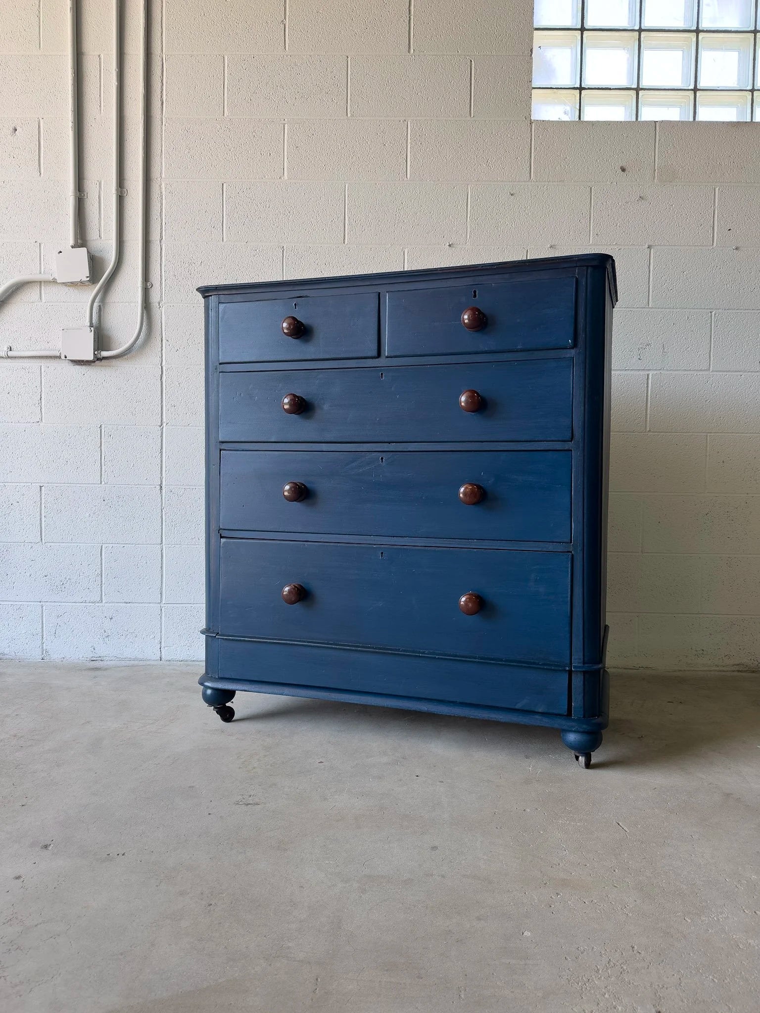 Painted blue antique pine drawers