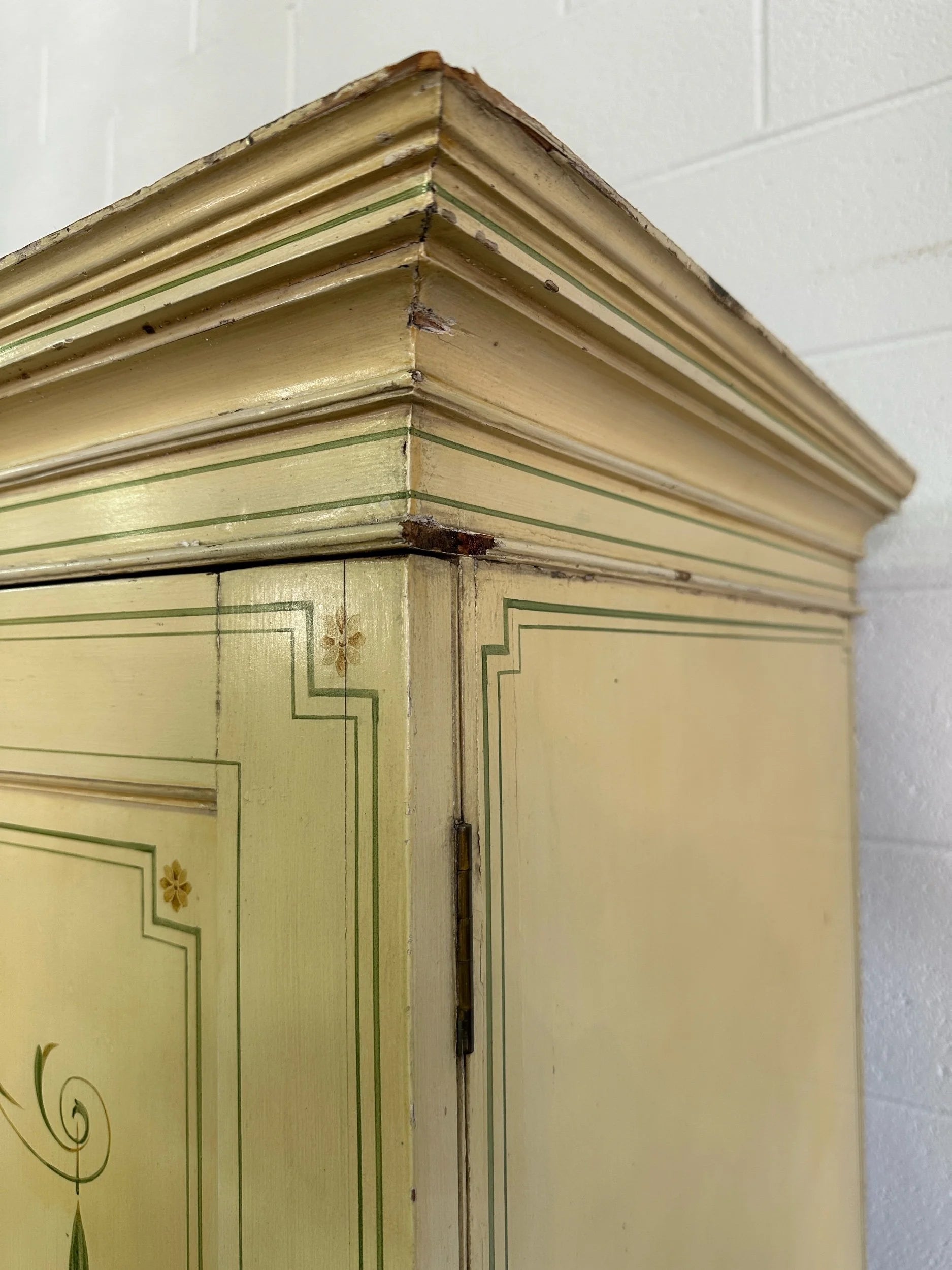 Painted antique pine linen press