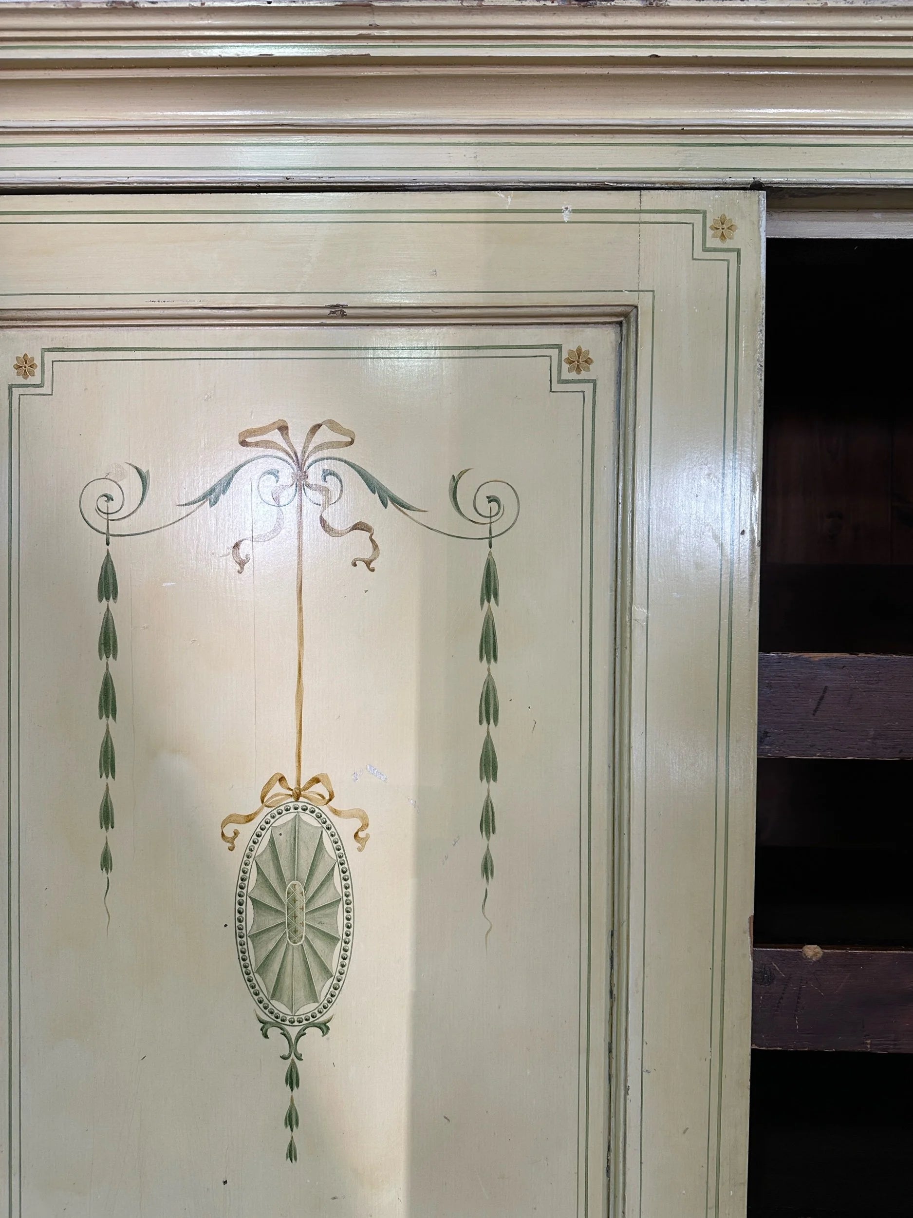 Painted antique pine linen press
