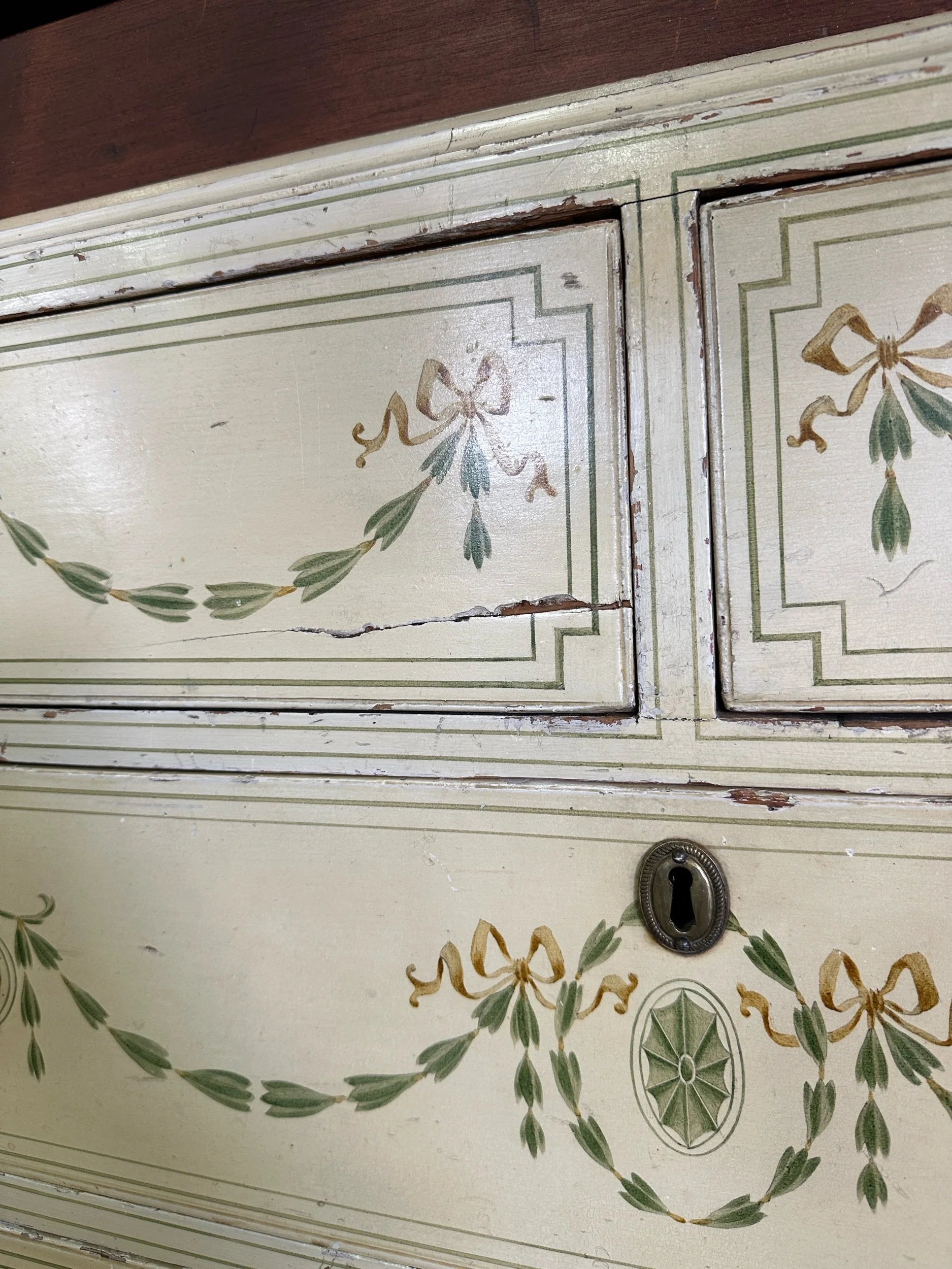 Painted antique pine linen press