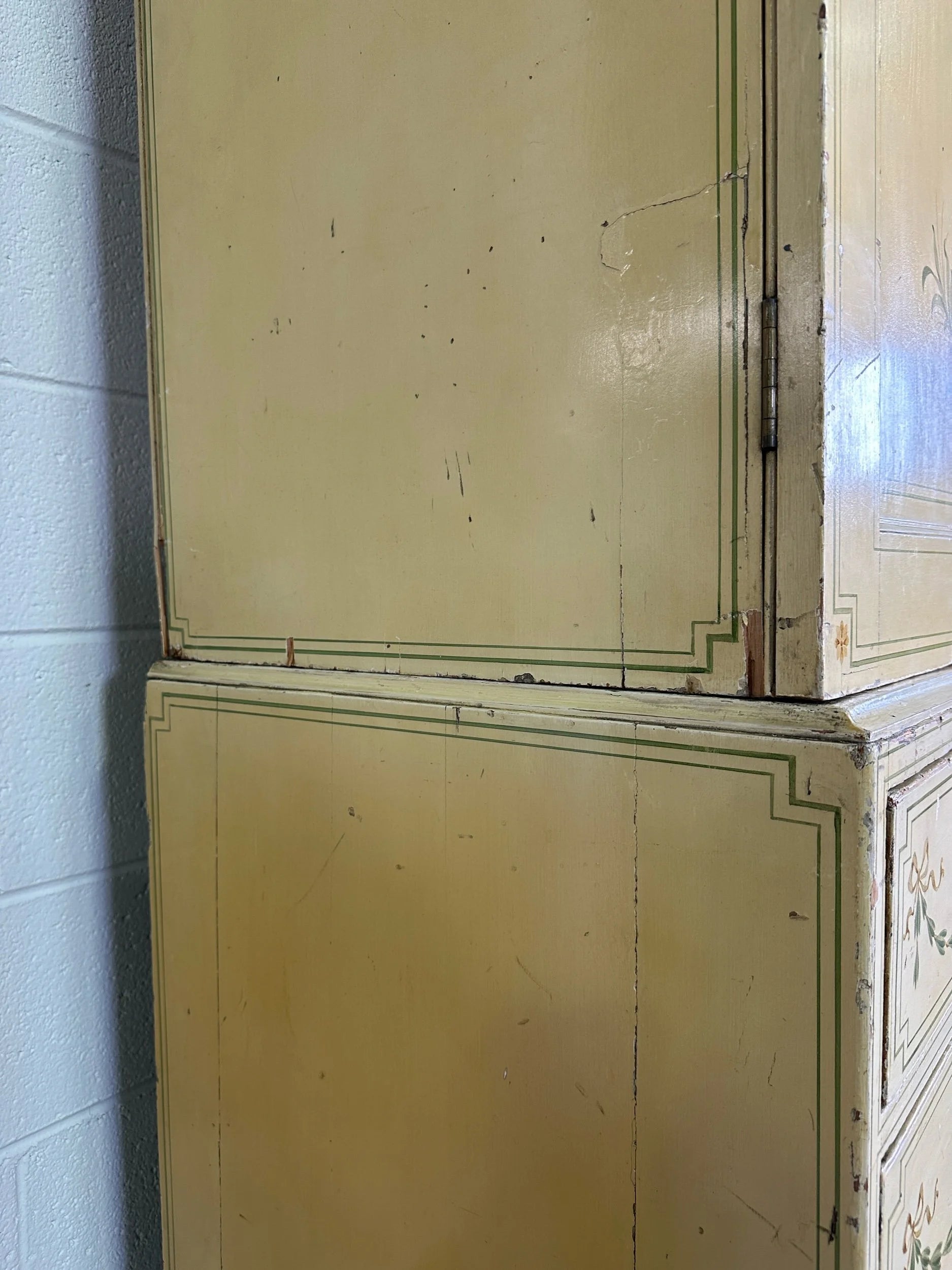 Painted antique pine linen press