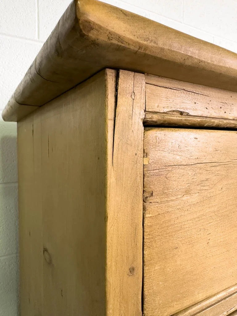 Tall antique English pine sideboard with drawers