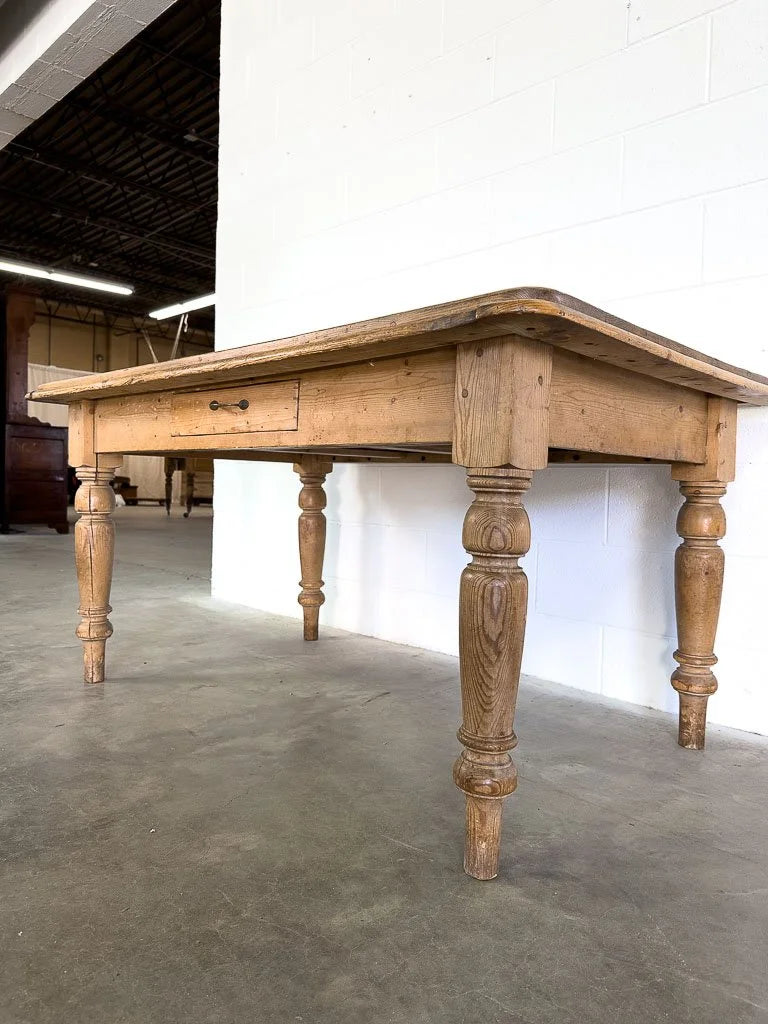 Antique European pine kitchen table