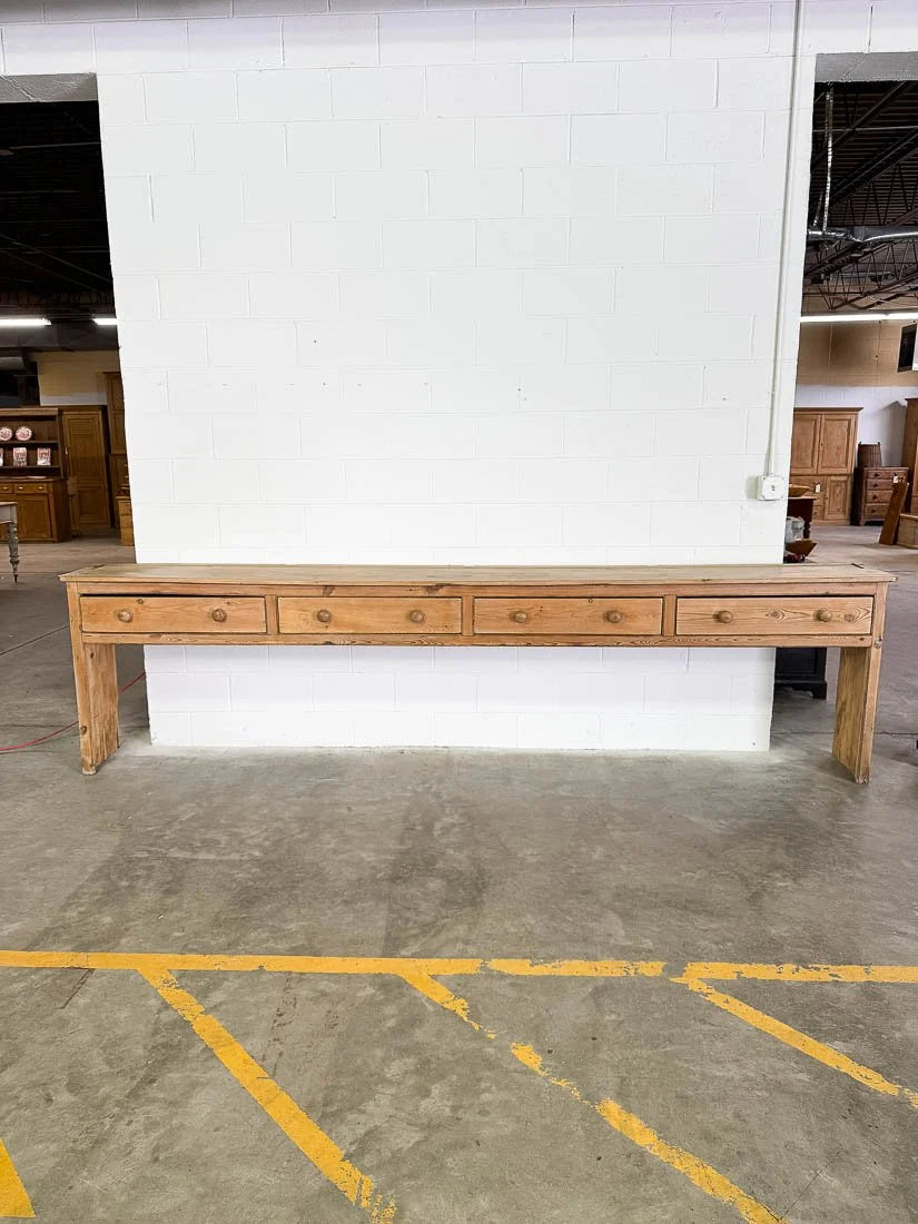 Incredible 12' antique English pine sideboard