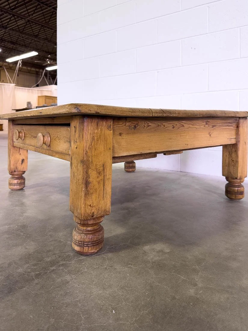 English pine coffee table with a drawer