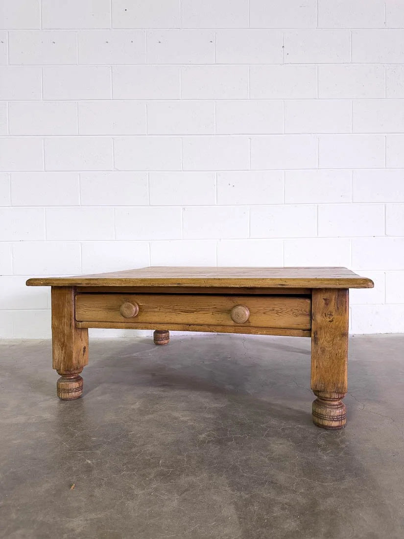 English pine coffee table with a drawer