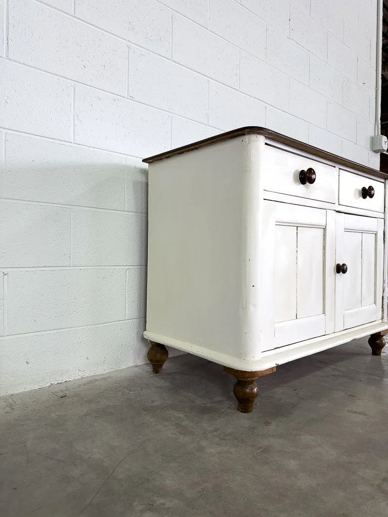 Two door antique cupboard painted in white