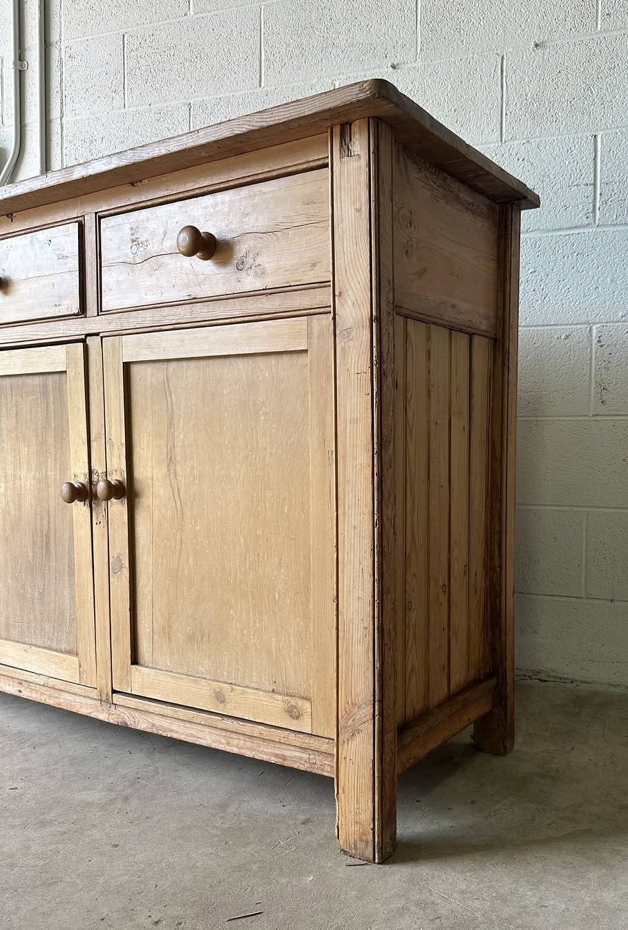 Weathered Victorian pine sideboard