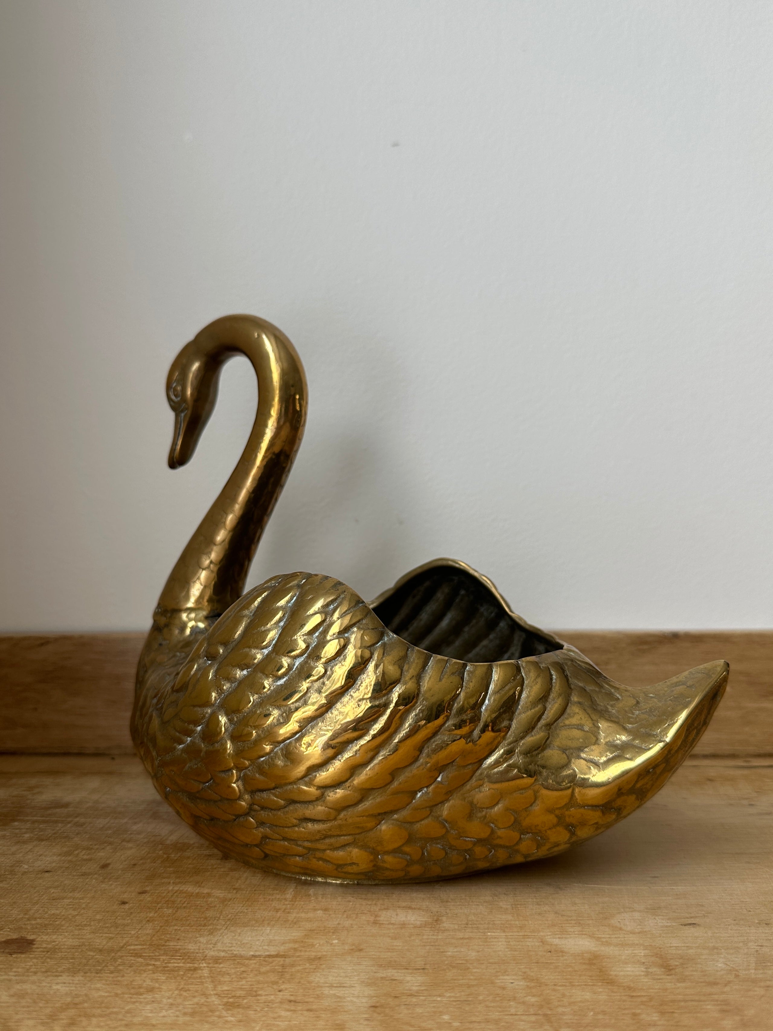 Brass swan planter