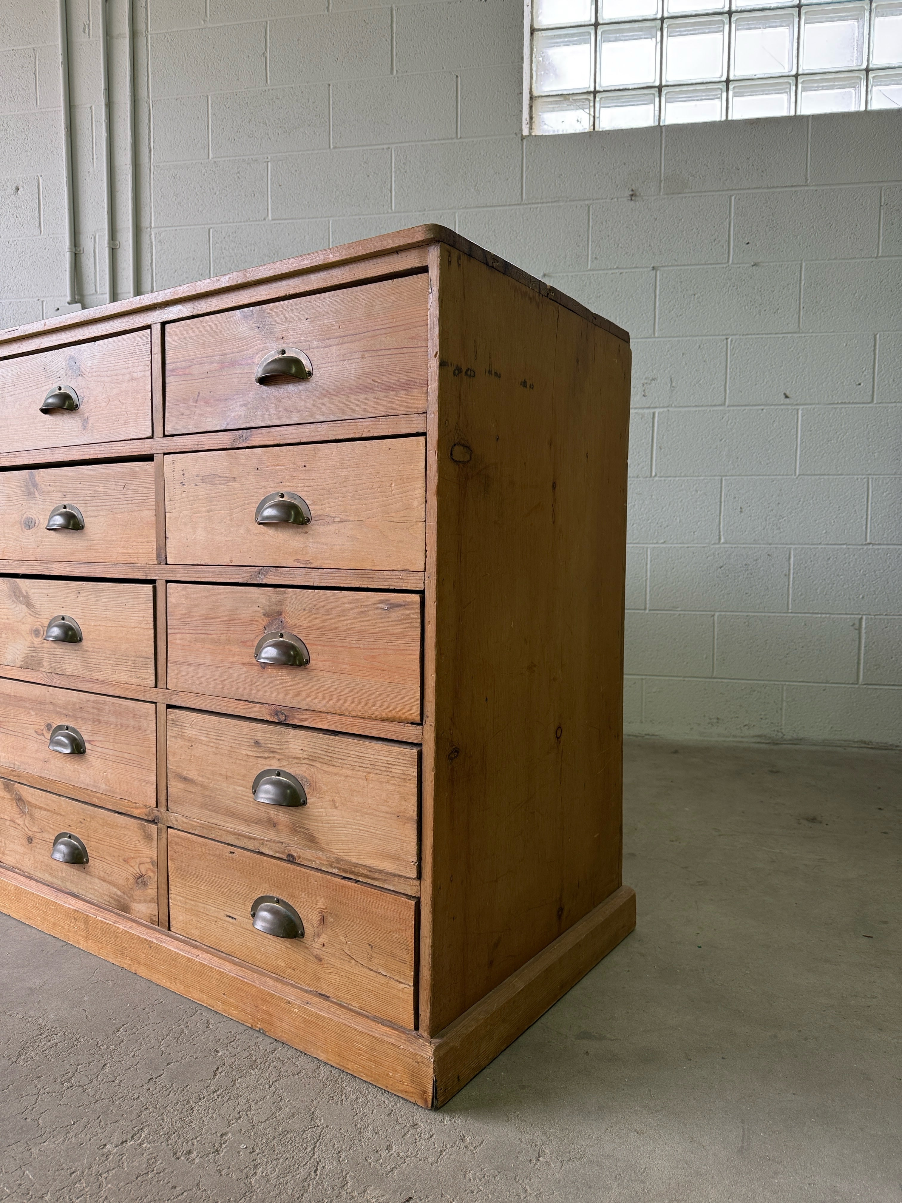 Antique European bank of haberdashery drawers
