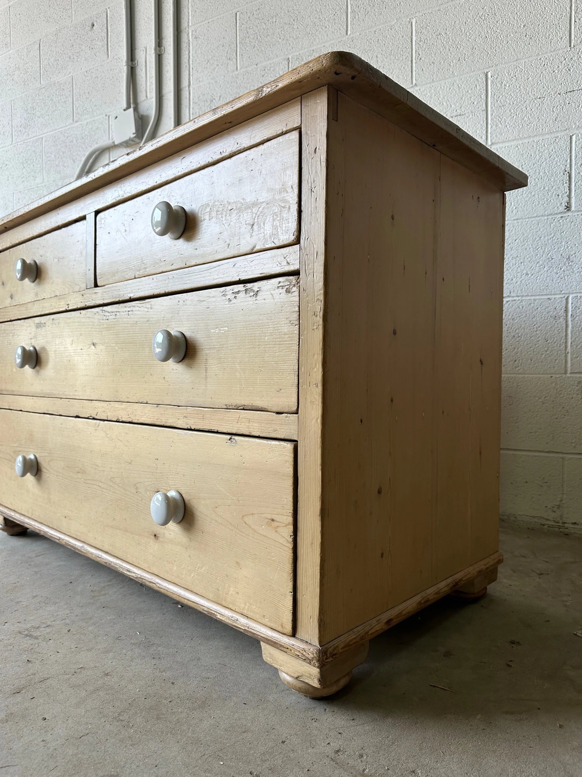 Lovely low antique pine drawers