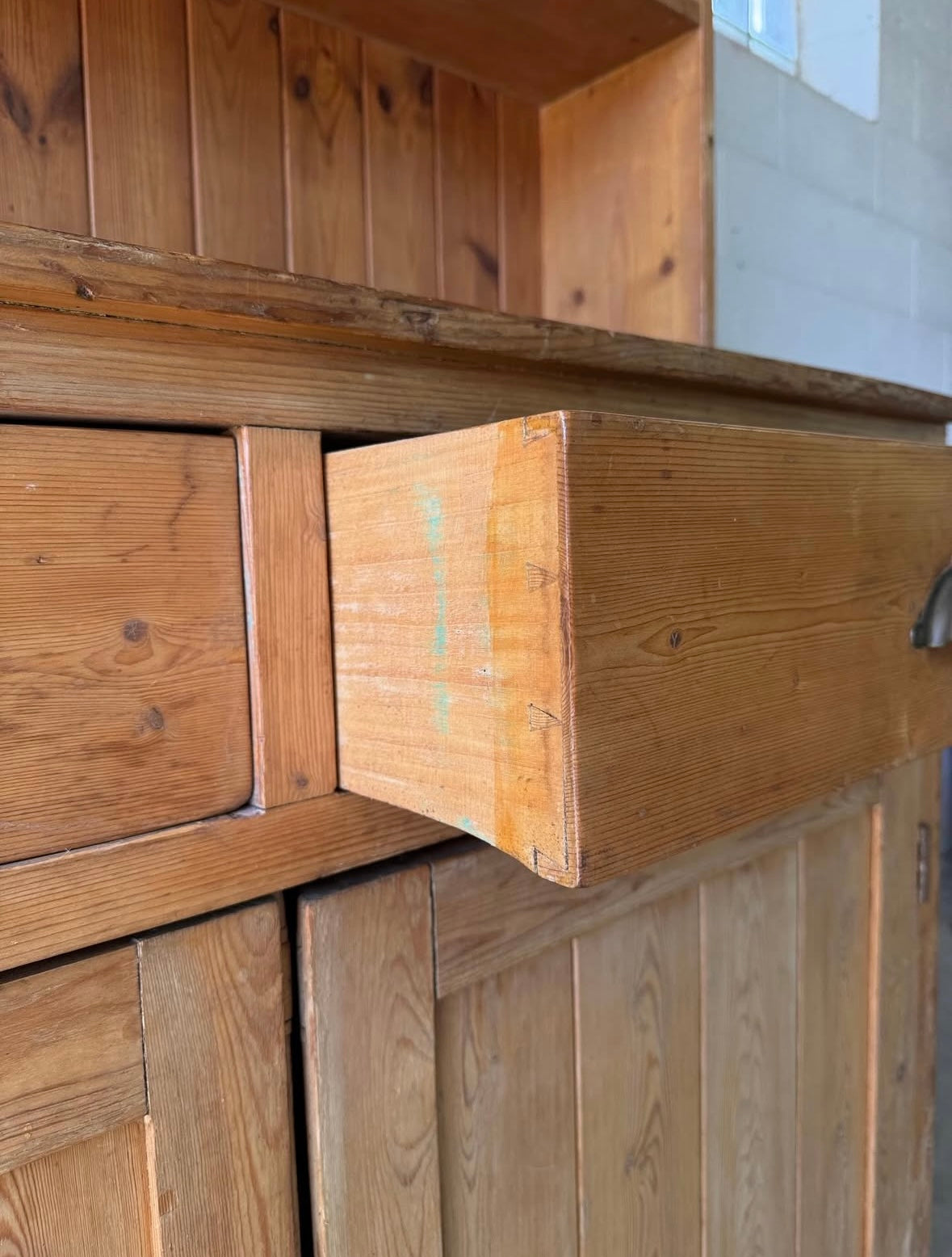 Antique Pine Hutch | Rustic Farmhouse Kitchen Cabinet