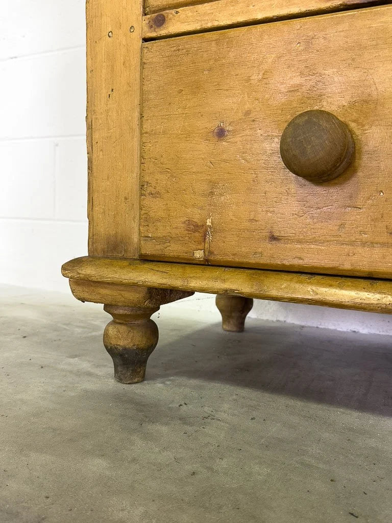 Classic English pine antique sideboard on tulip feet