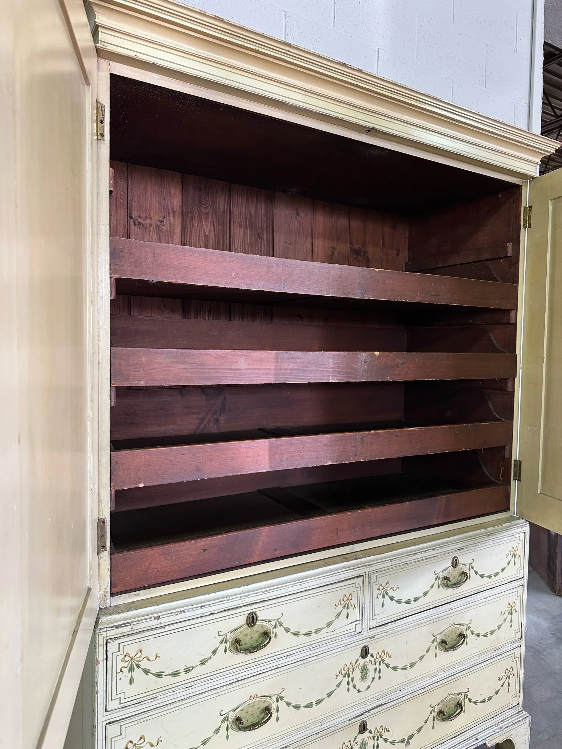 Painted antique pine linen press
