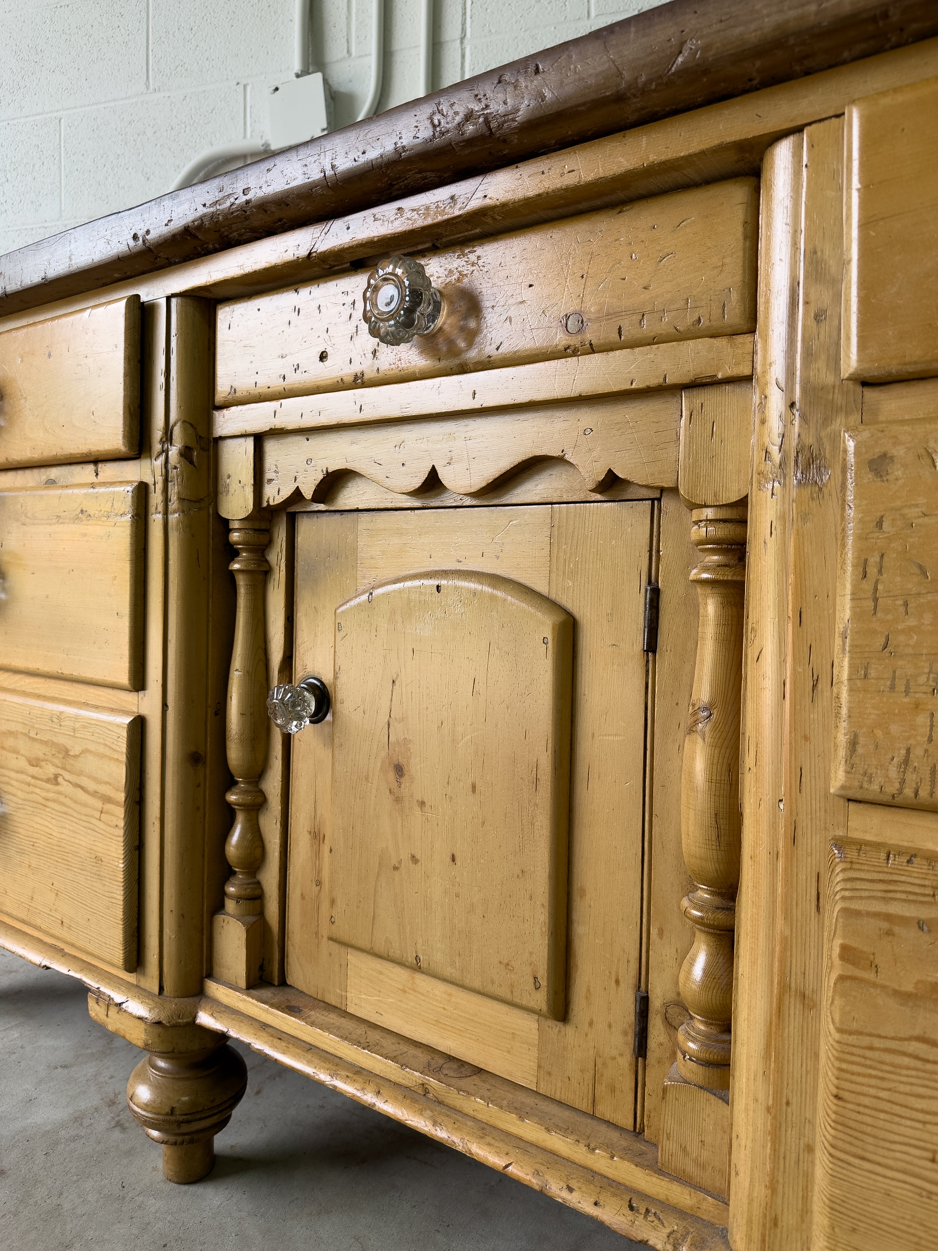 Antique English Pine Sideboard | 19th Century Farmhouse Server