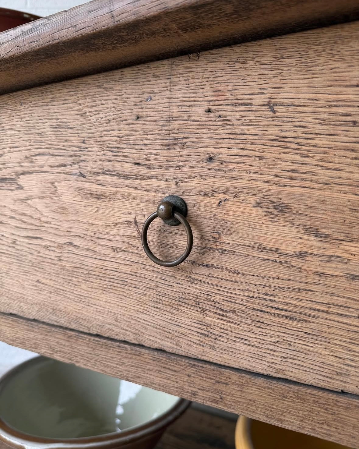 19th Century Flemish draper's table with lower shelf