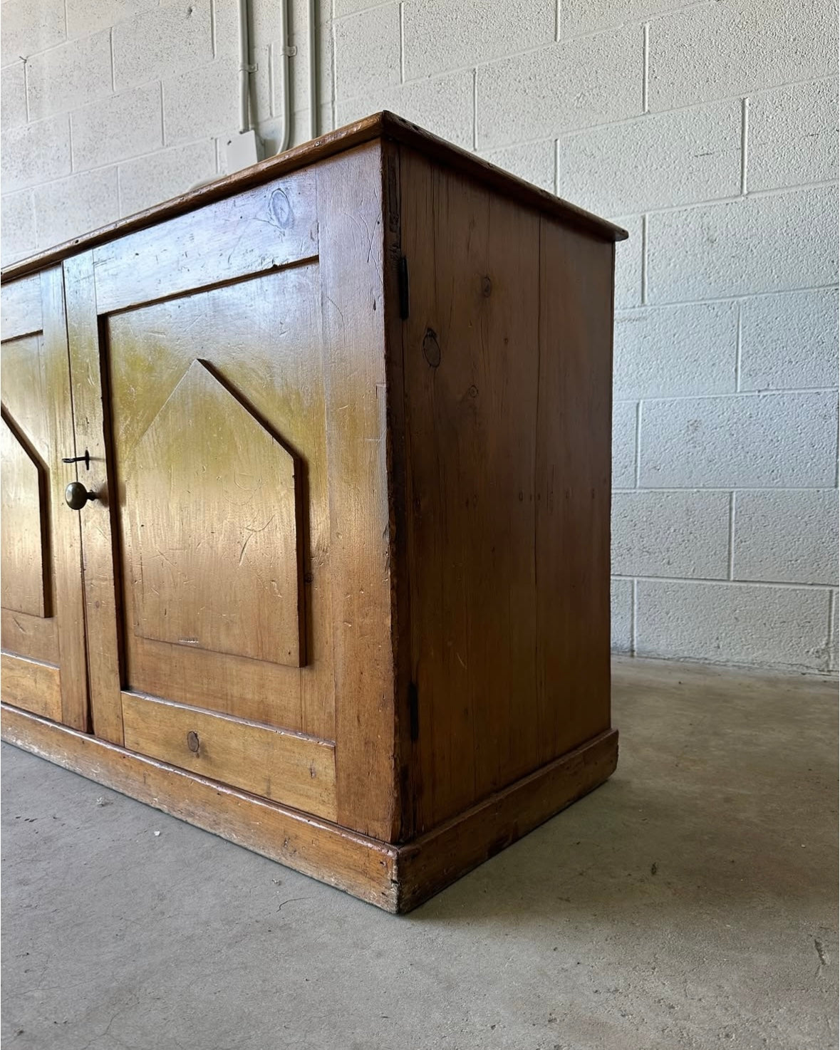 Small antique pine two-door cupboard or sideboard