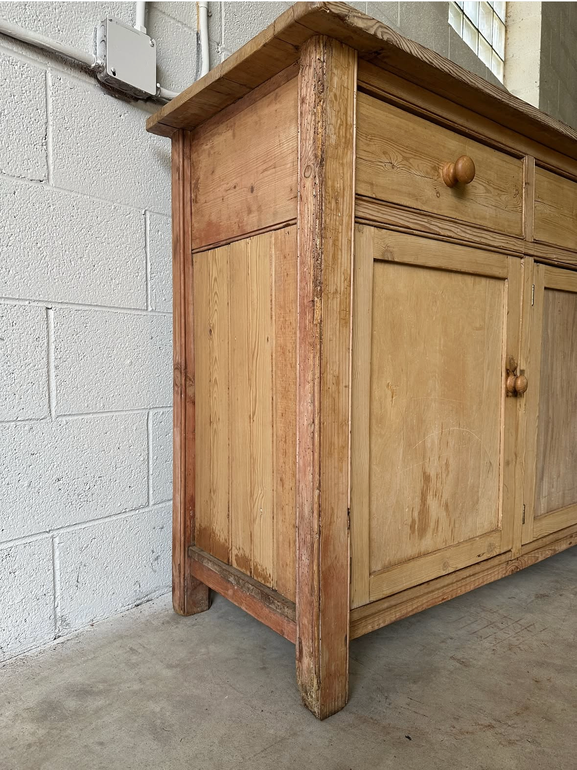 Weathered Victorian pine sideboard