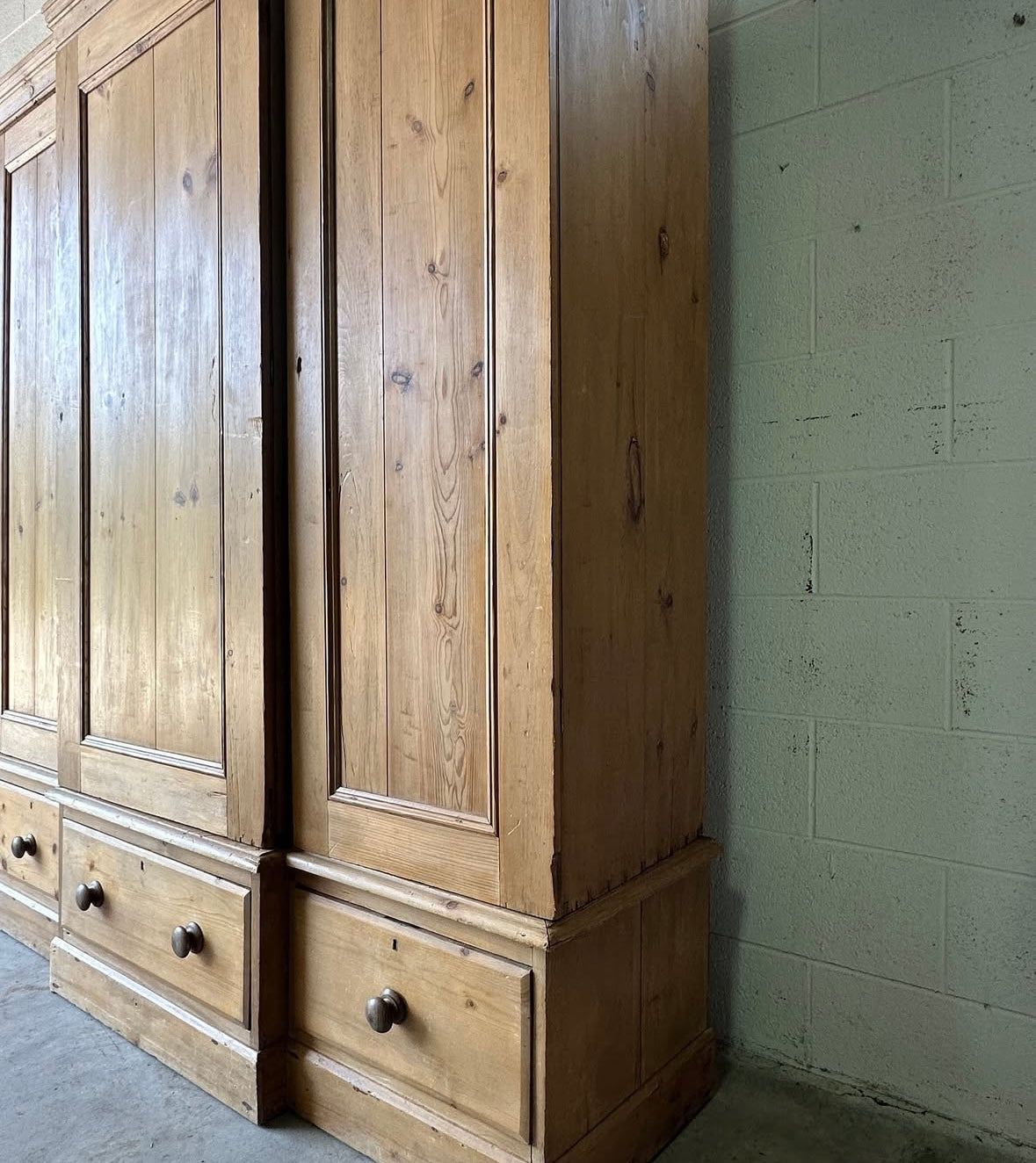 Antique pine triple wardrobe