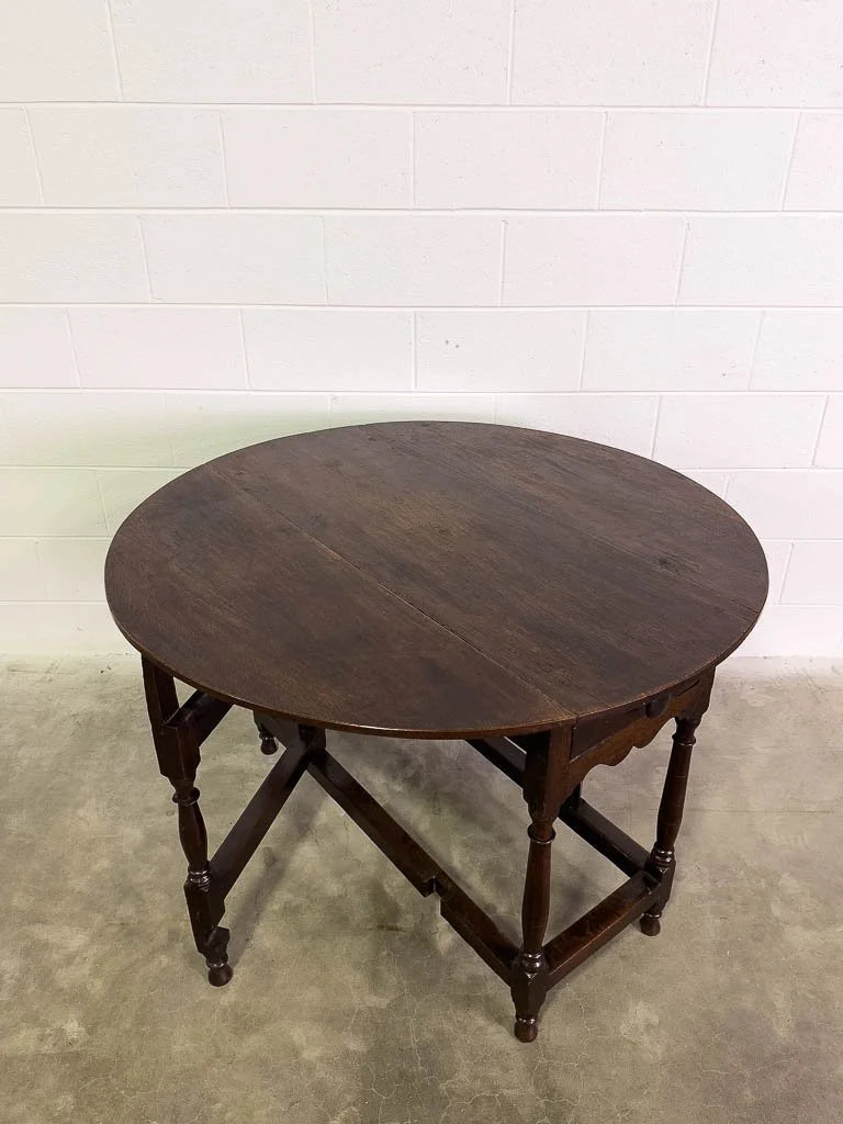 Antique oak gate leg table with drawer