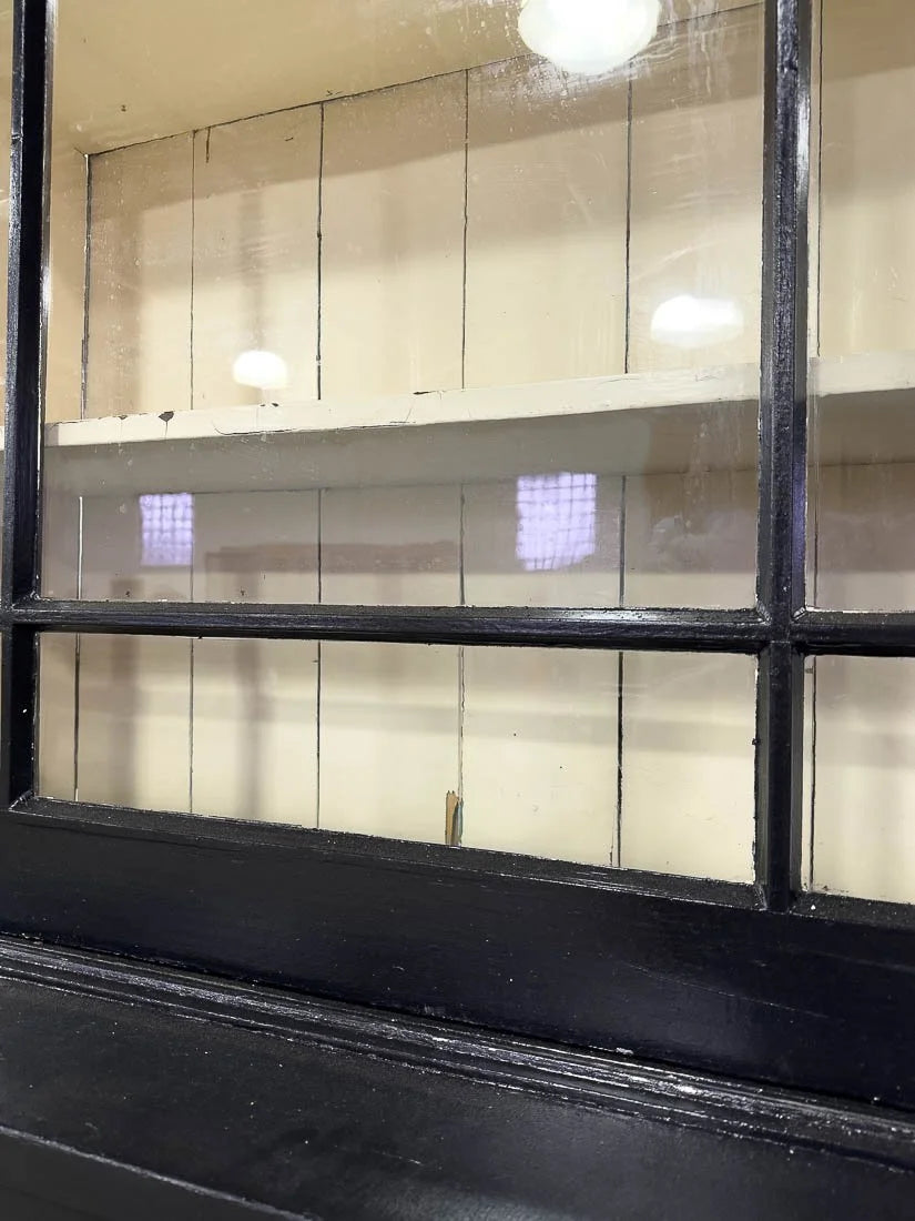 Antique bookcase with sliding glass doors