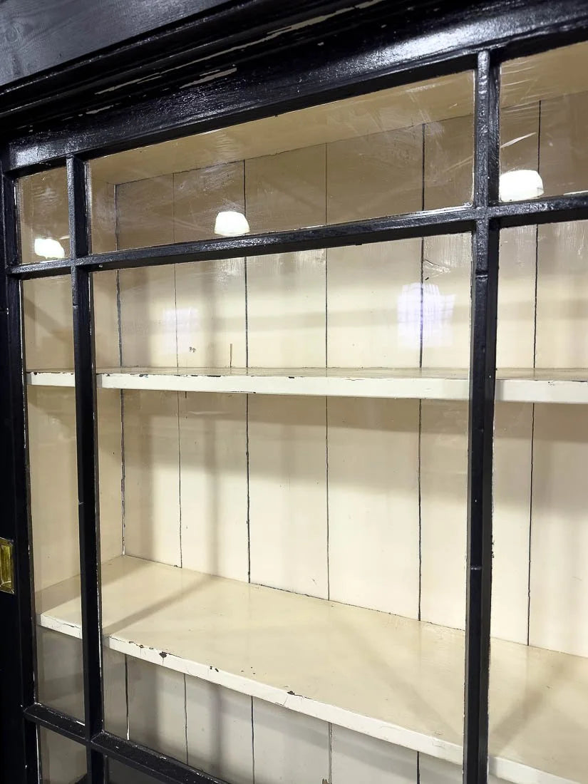 Antique bookcase with sliding glass doors