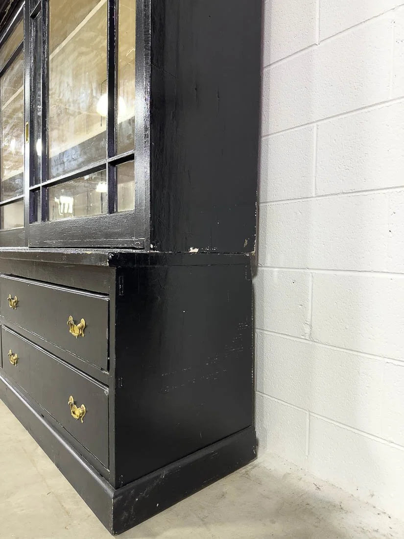 Antique bookcase with sliding glass doors