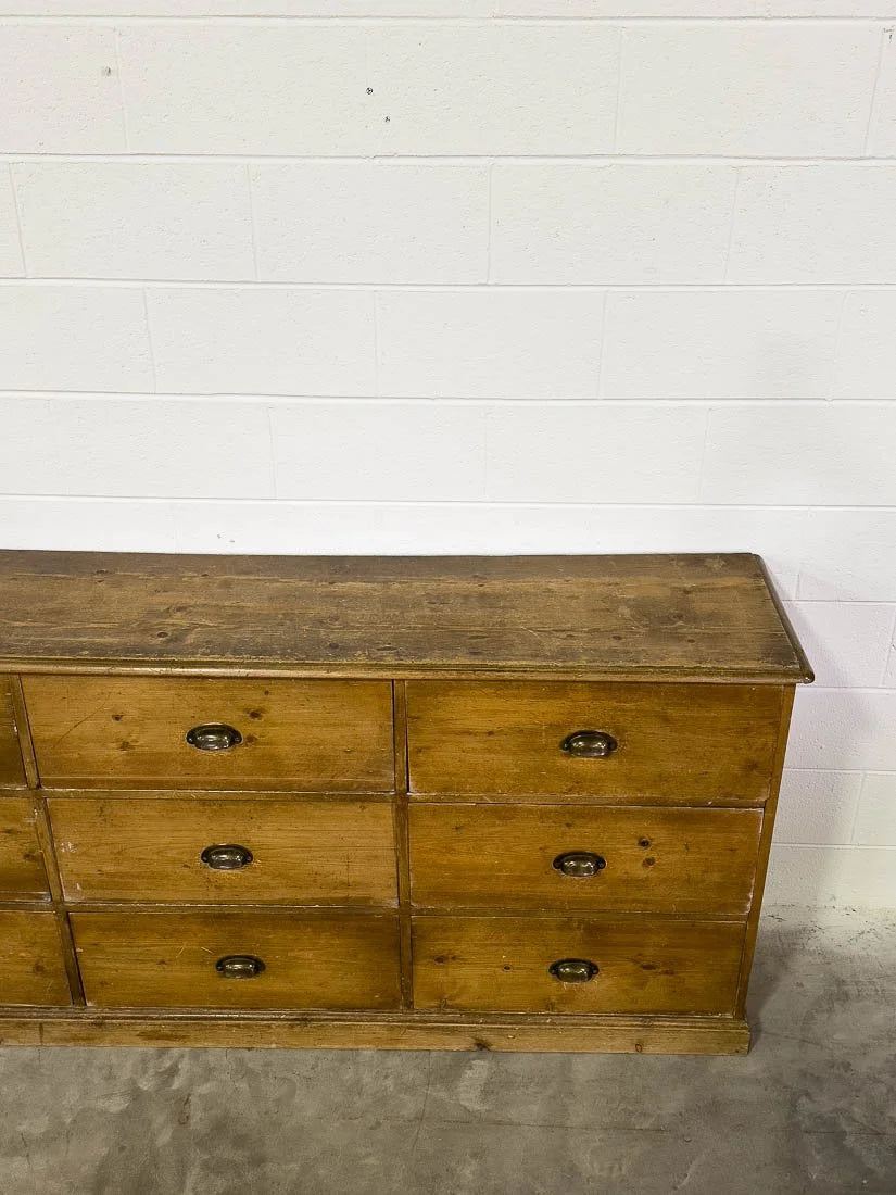 Antique bank of nine drawers