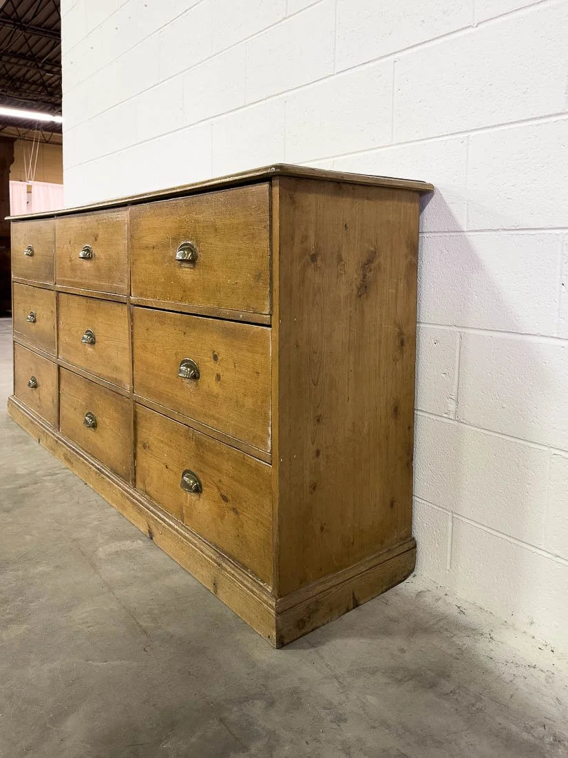 Antique bank of nine drawers