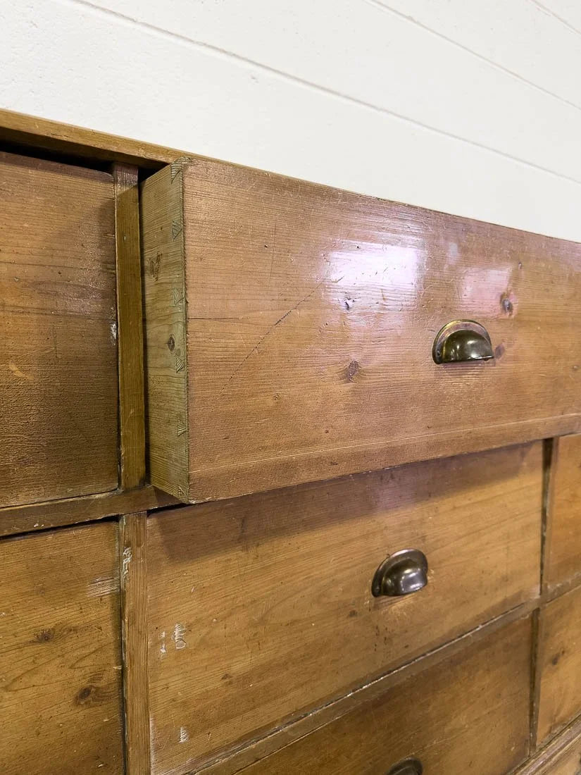Antique bank of nine drawers