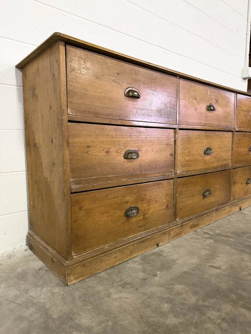 Antique bank of nine drawers