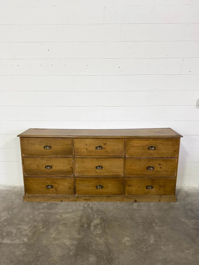 Antique bank of nine drawers
