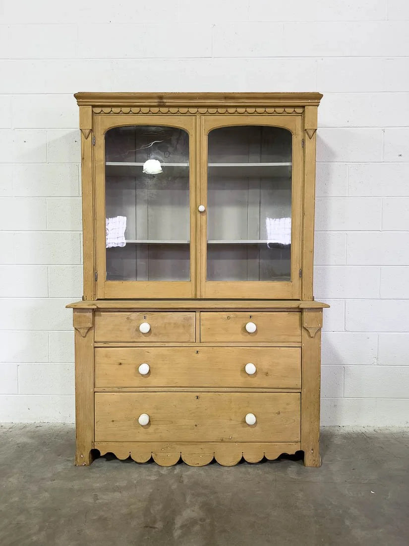 Scalloped English pine hutch