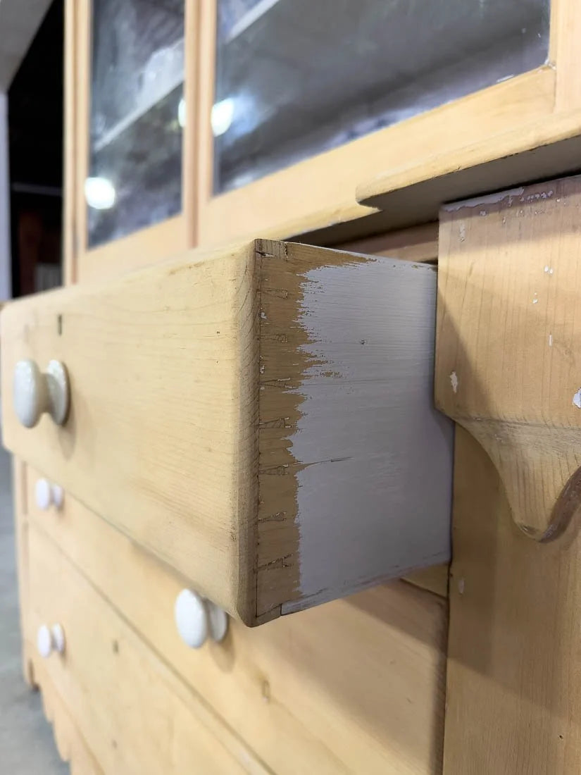 Scalloped English pine hutch