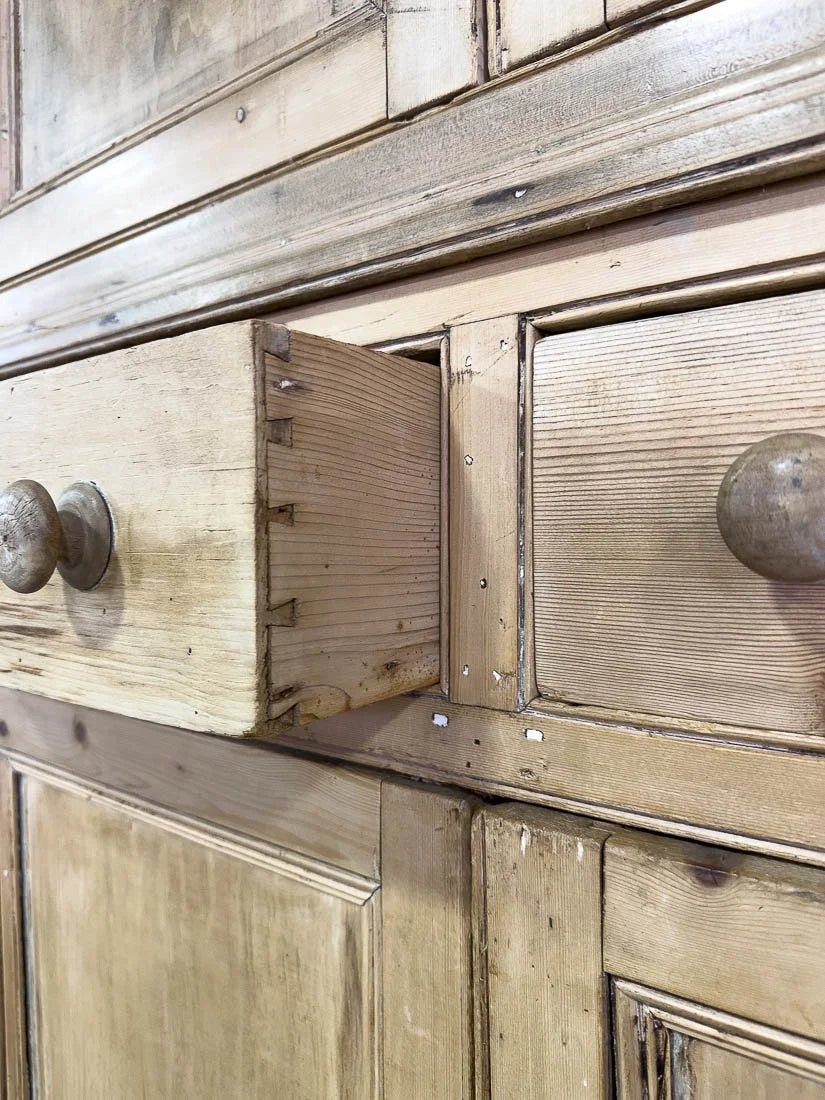 Rustic English antique pine cupboard