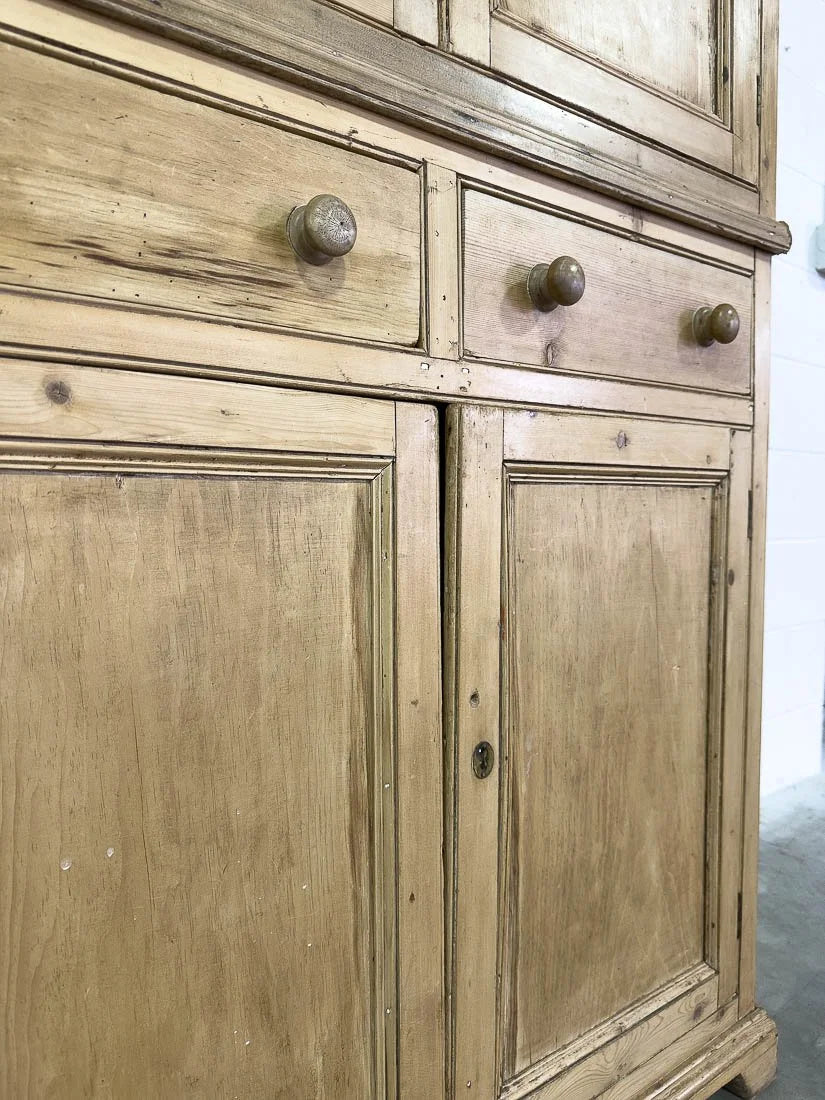 Rustic English antique pine cupboard
