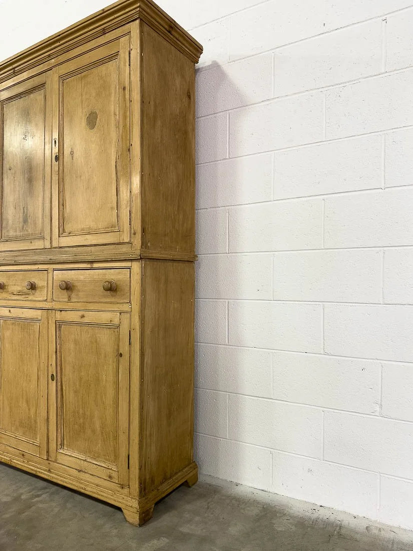 Rustic English antique pine cupboard