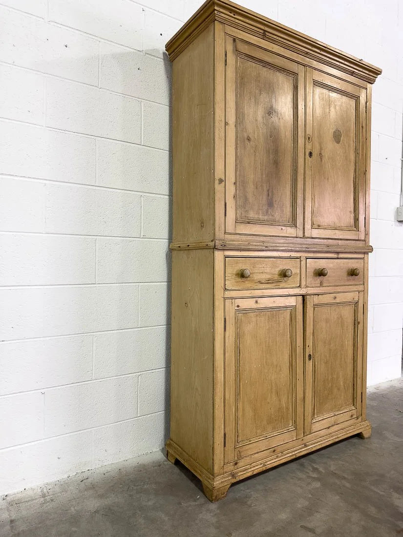 Rustic English antique pine cupboard