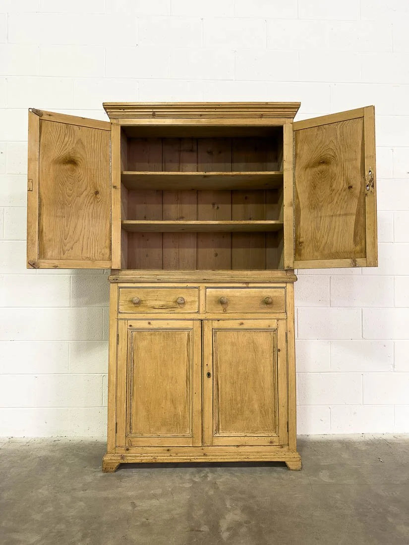 Rustic English antique pine cupboard