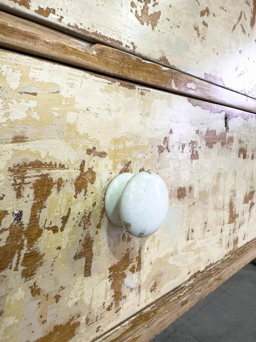 Antique English dresser or drawers in chippy paint